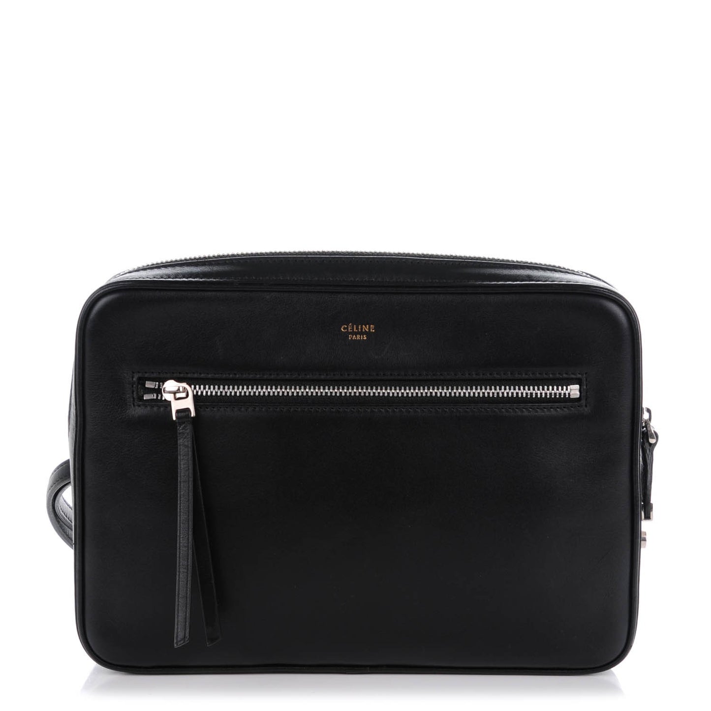 Python Nappa Calfskin Dragonne Pouch Clutch Natural Black
