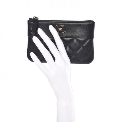 Chanel Sheepskin Quilted Small Vintage Mademoiselle Cosmetic Case Black 2 of 8