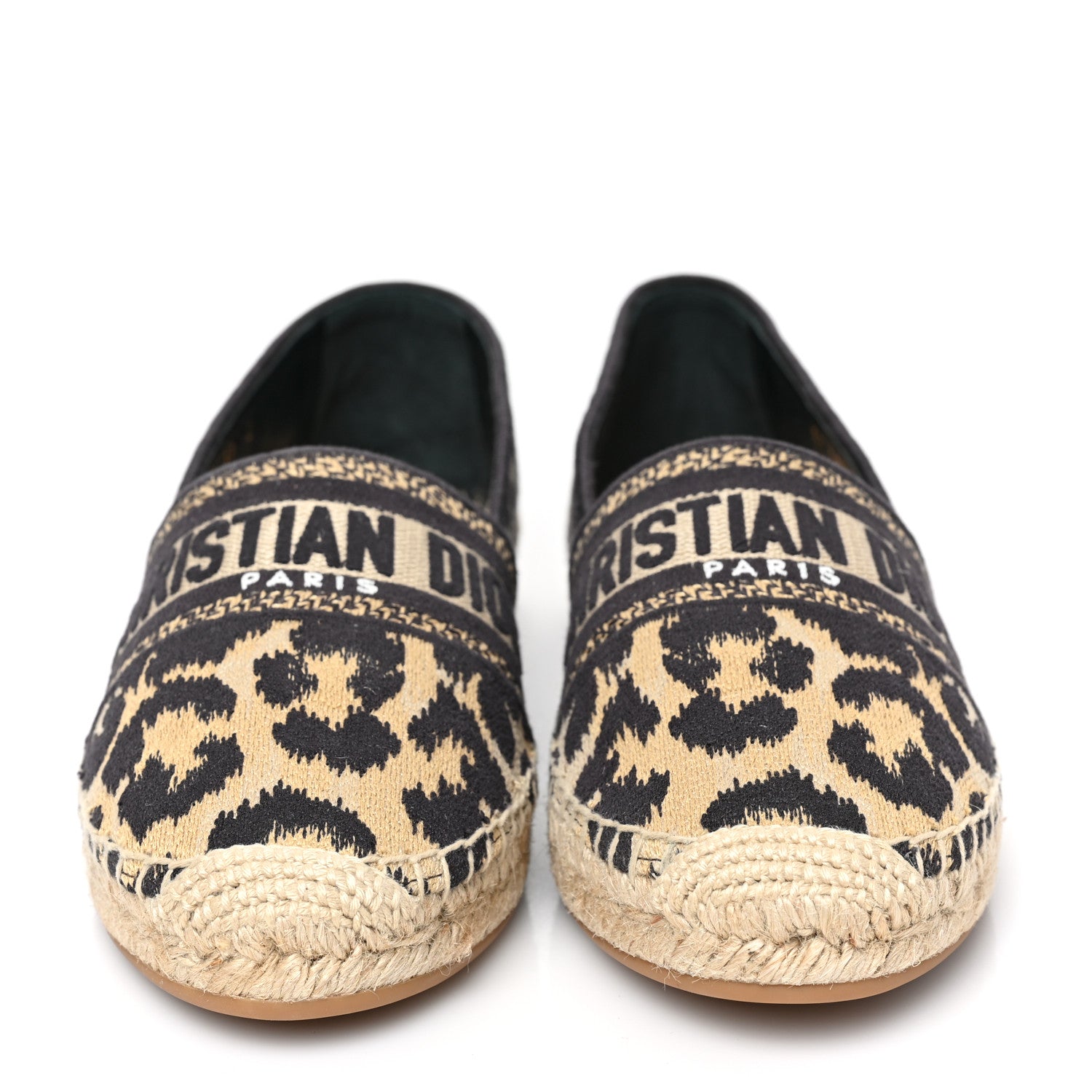 Christian Dior Cotton Embroidered Leopard Print Granville Espadrille 39 Natural 2 of 8