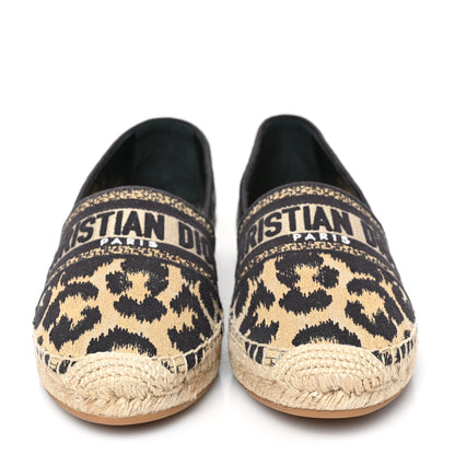 Christian Dior Cotton Embroidered Leopard Print Granville Espadrille 39 Natural 2 of 8