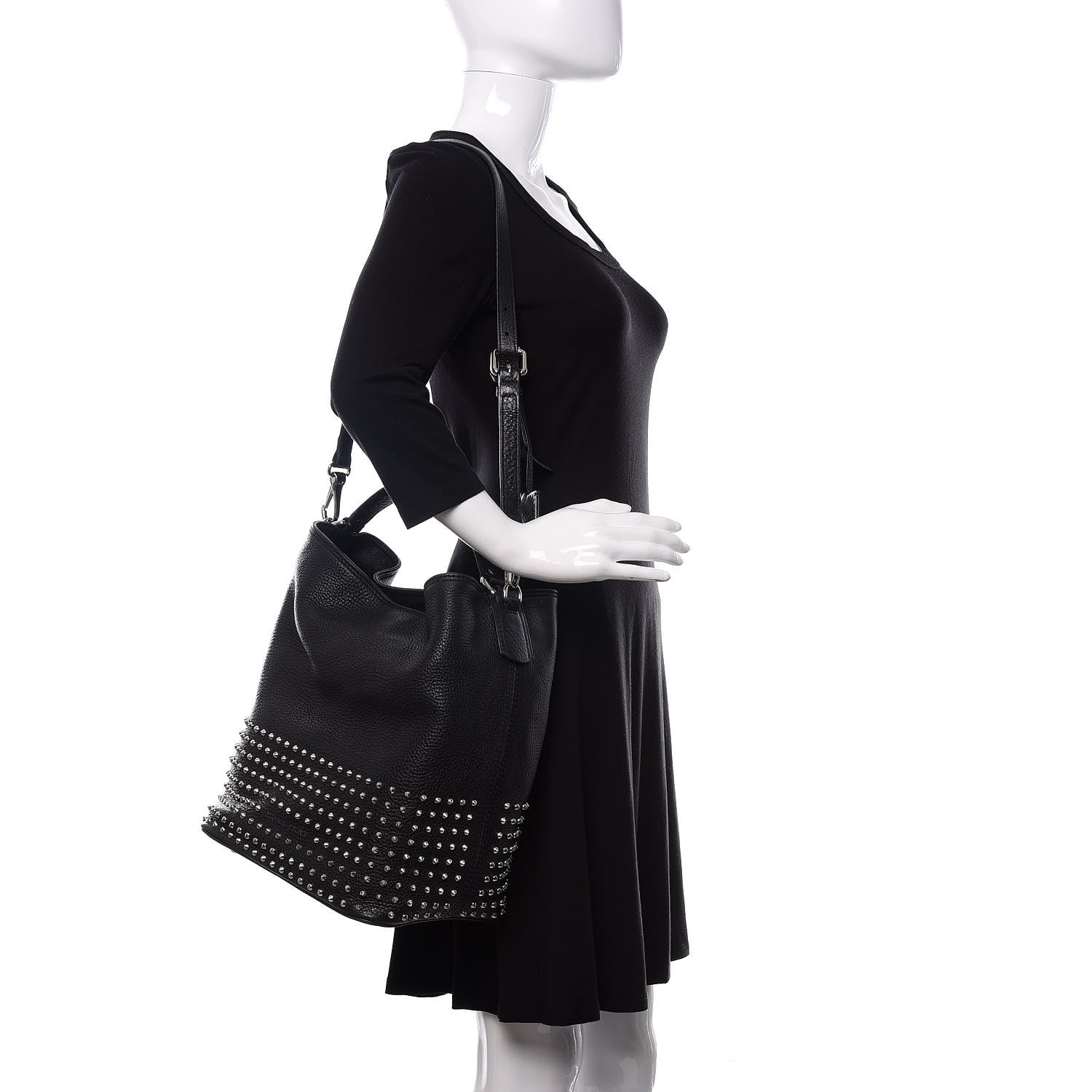 Burberry Calfskin Studded Medium Susanna Hobo Black 2 of 13