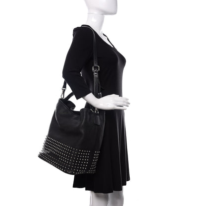 Burberry Calfskin Studded Medium Susanna Hobo Black 2 of 13