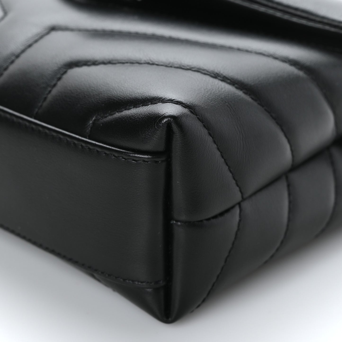 Calfskin Y Quilted Monogram Monochrome Toy Loulou Crossbody Bag Black