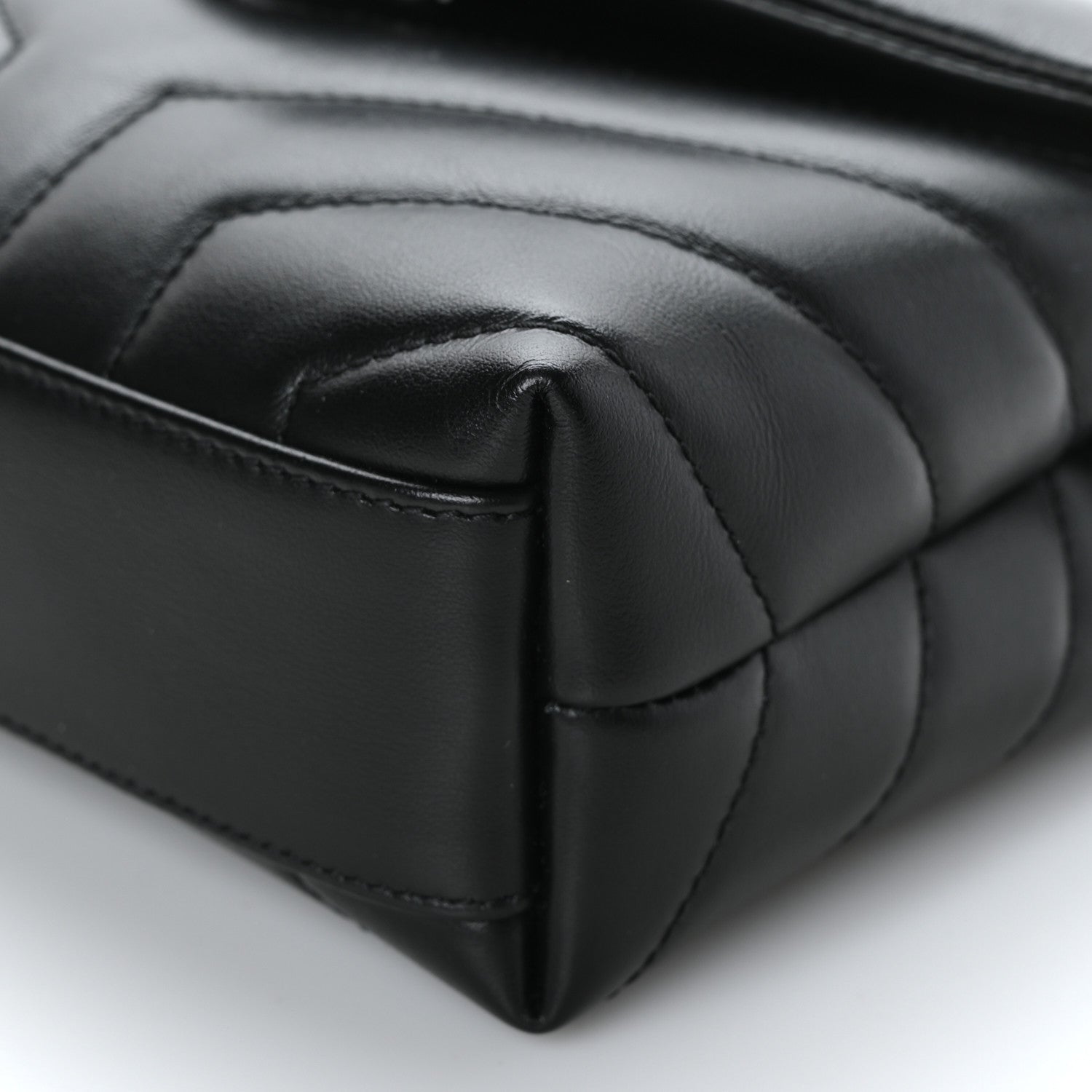Saint Laurent Calfskin Y Quilted Monogram Monochrome Toy Loulou Crossbody Bag Black 8 of 9