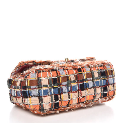 Chanel Tweed Quilted Mini Rectangular Flap Blue Orange Navy Beige 4 of 8