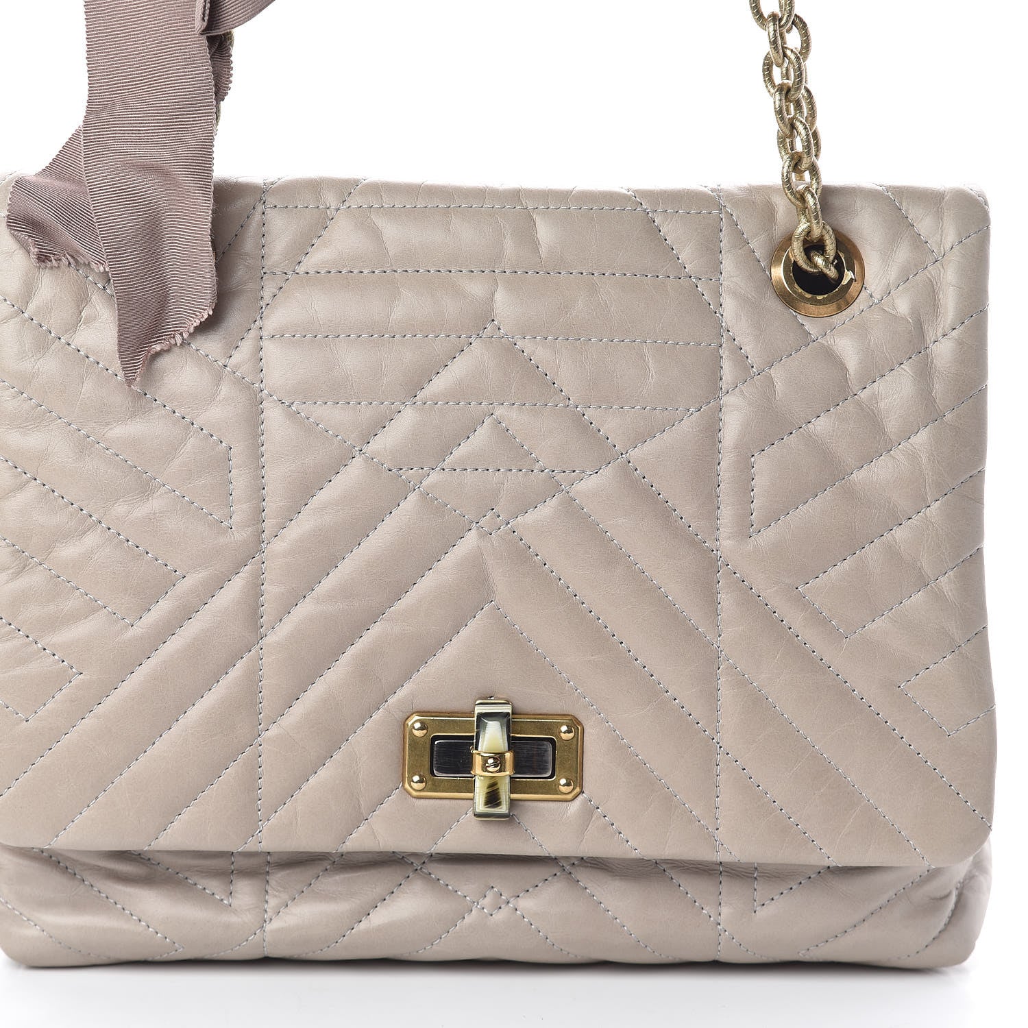 Lanvin Calfskin Quilted Medium Happy Shoulder Bag Grey 7 of 9