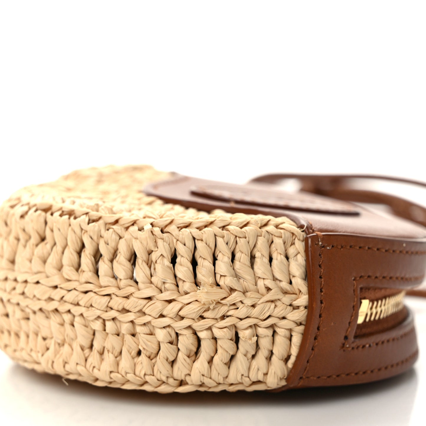 Raffia Round Camera Bag Beige Naturel