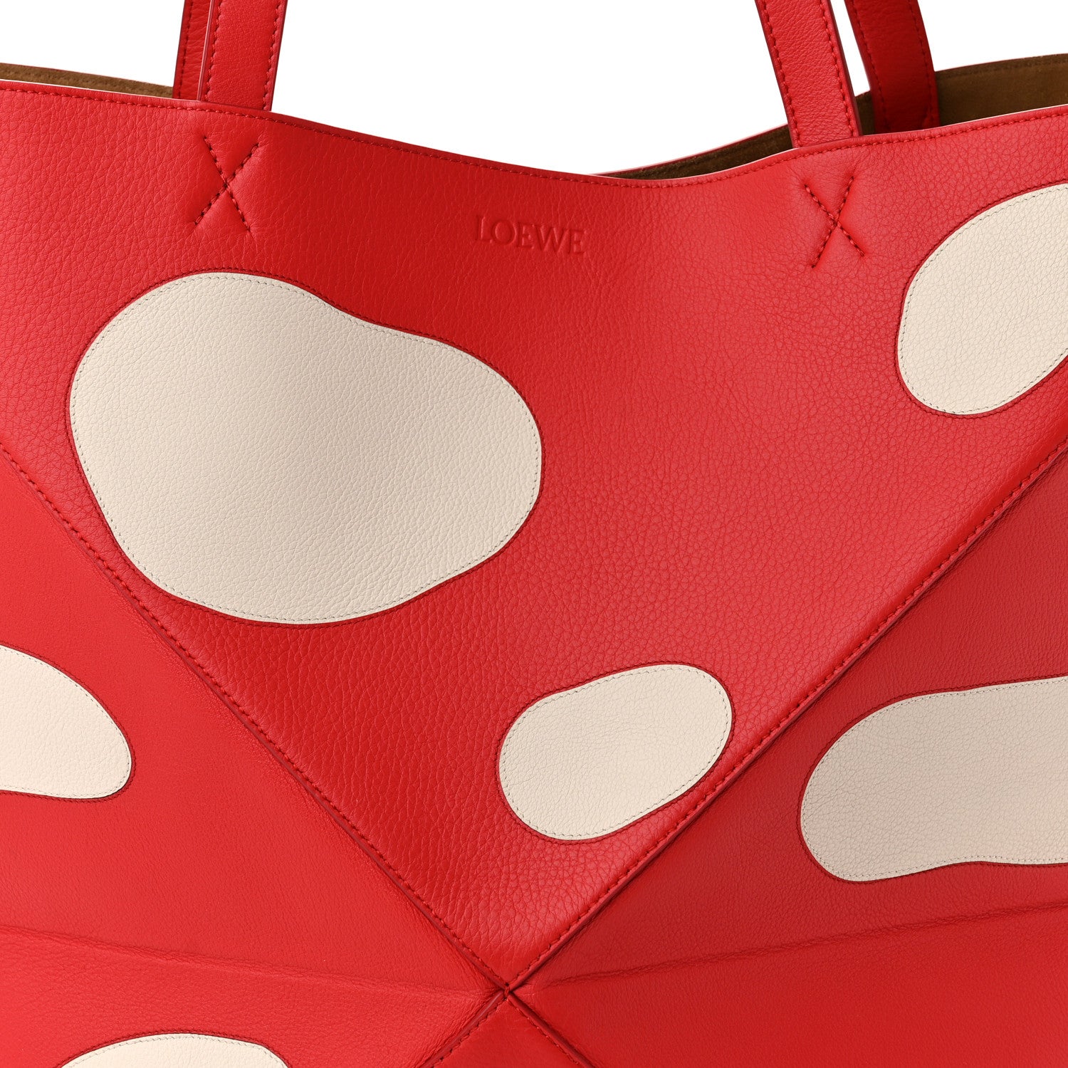 Loewe Calfskin Mushroom Puzzle Fold Large Tote Dark Red 8 of 10
