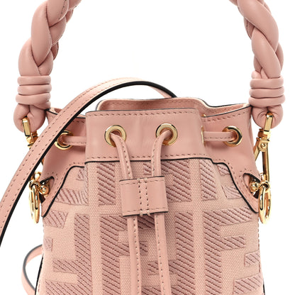 Fendi Canvas Nappa F is Fendi FF Embroidered Mini Mon Tresor Bucket Bag Baby Pink 8 of 10