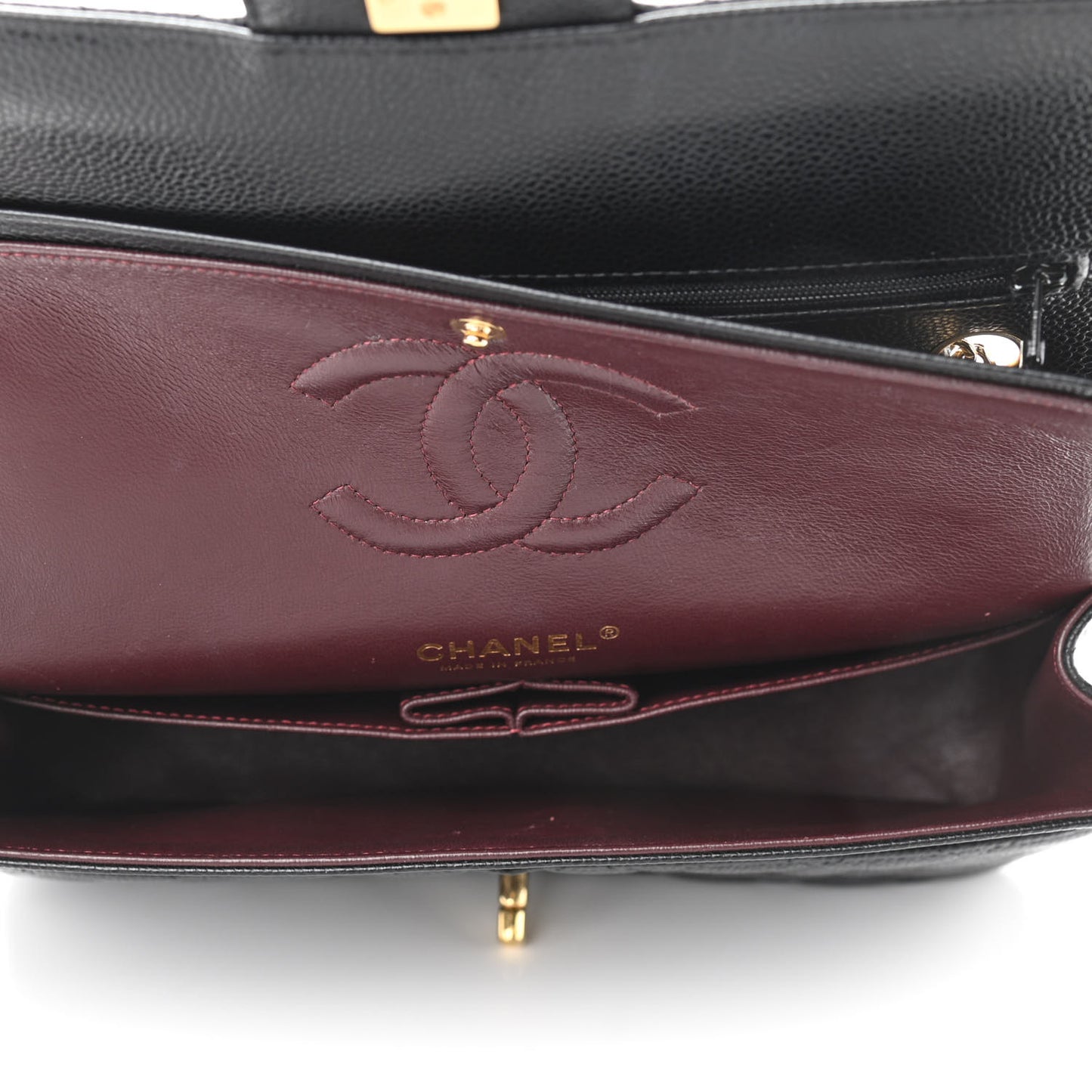 Caviar Quilted Medium Double Flap Black