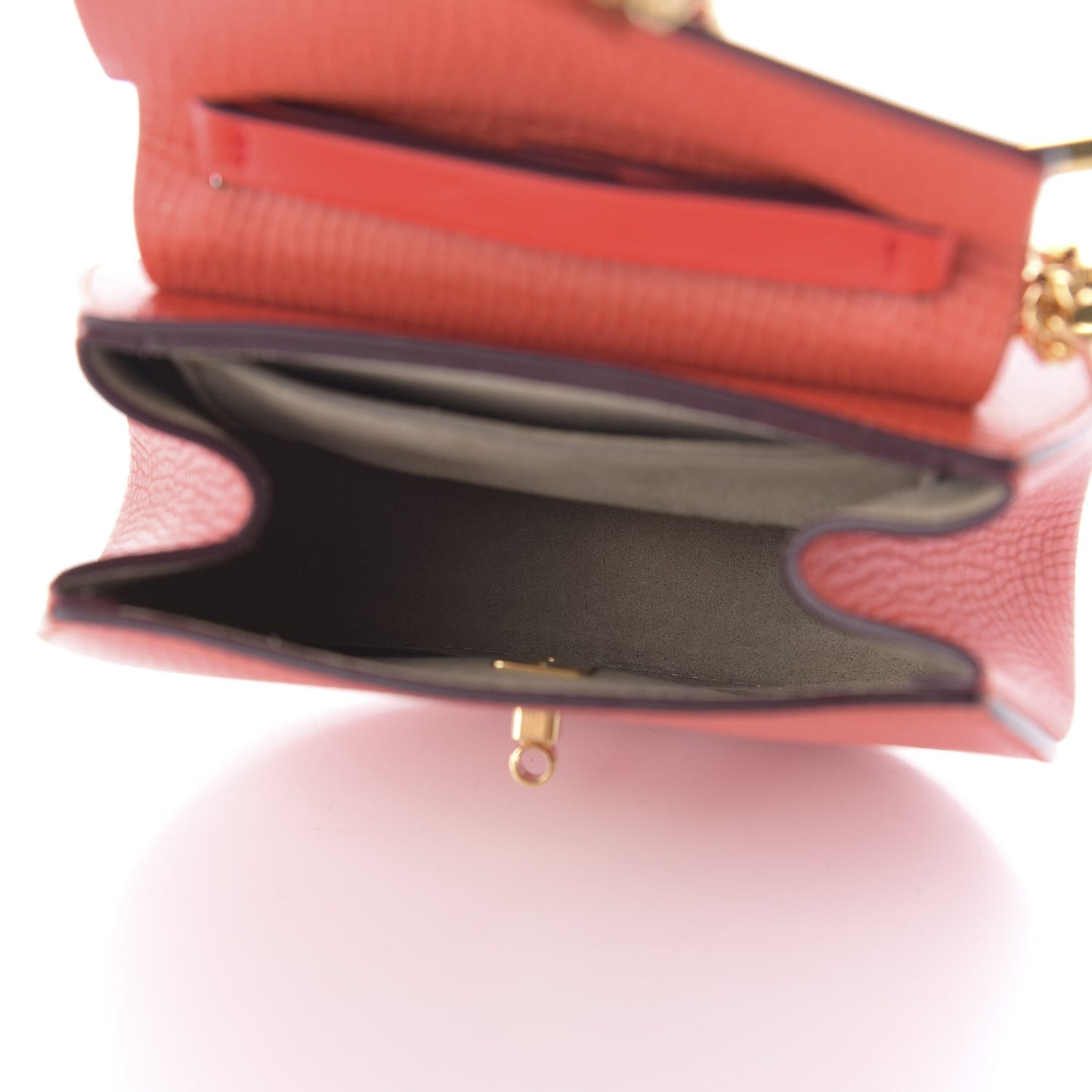 Grained Calfskin Lambskin Nano Drew Shoulder Bag Coral Pop