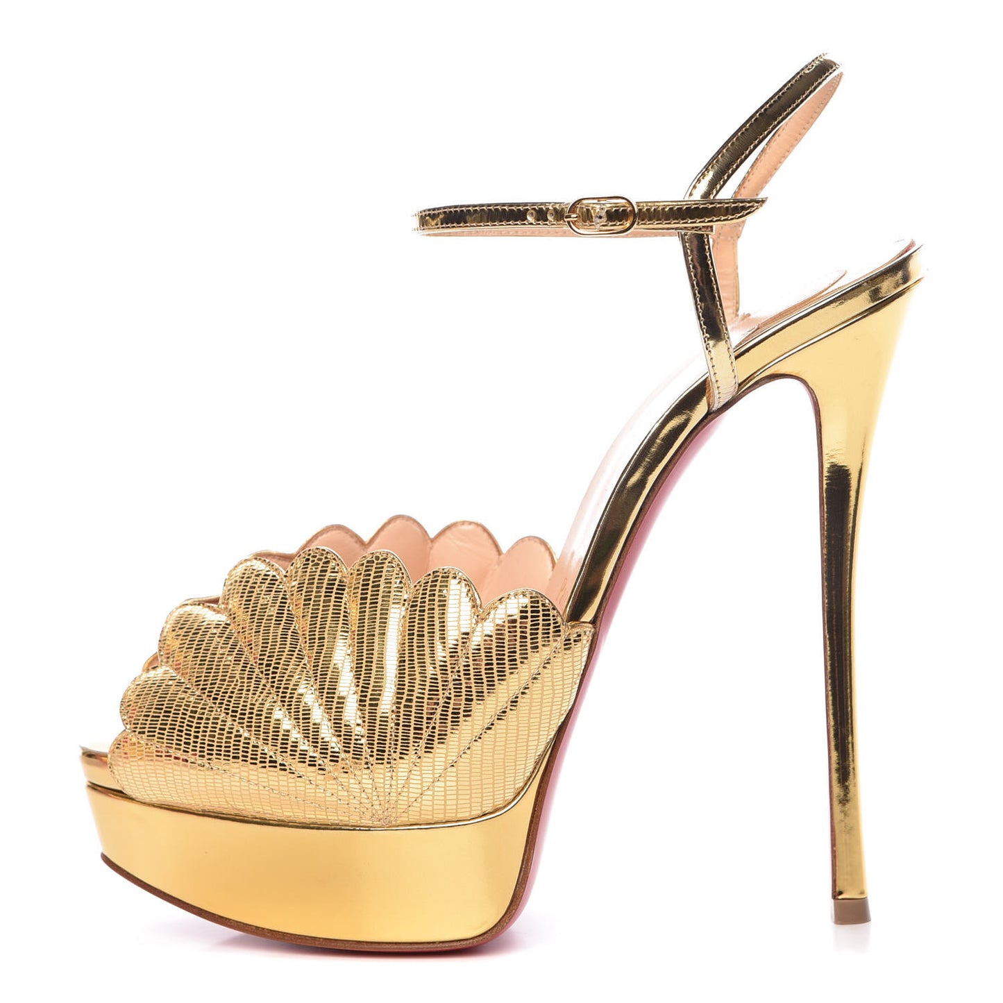 Metallic Laminato Botticella Alta 150 Platform Sandal 38 Gold