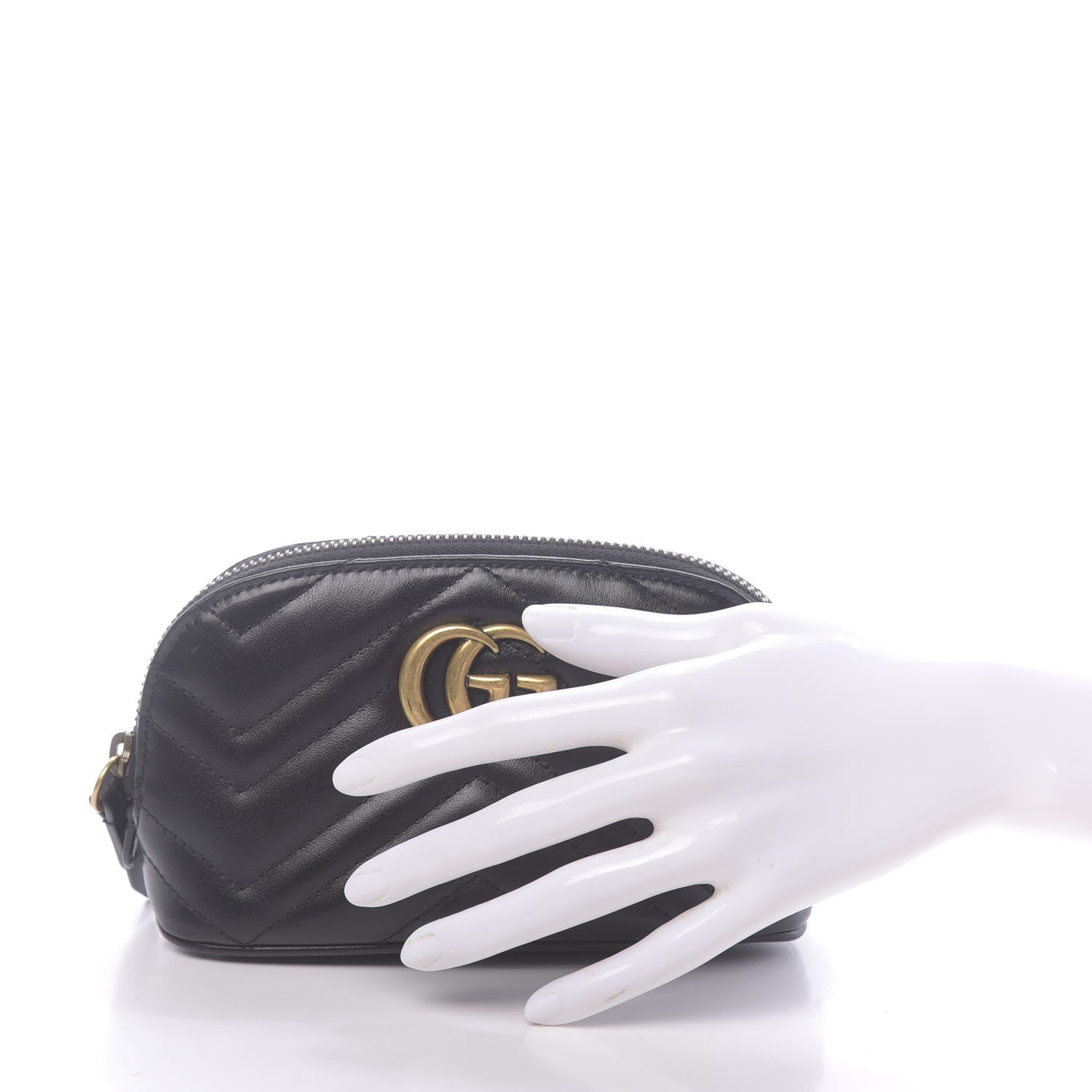 Gucci Calfskin Matelasse GG Marmont Pouch Cosmetic Case Black 2 of 9