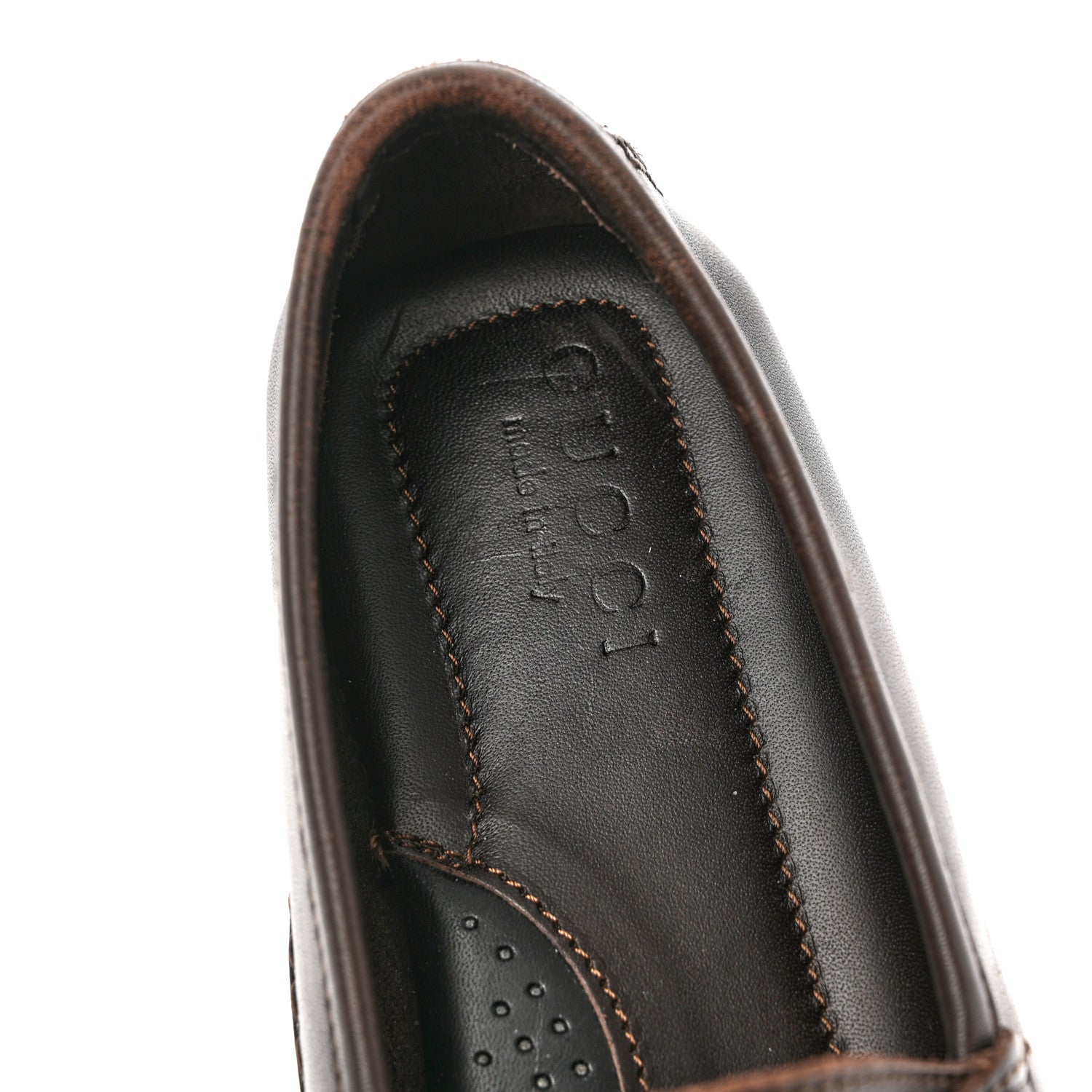 Gucci Calfskin Horsebit Mens Driver Loafers 7.5 Brown 9 of 11