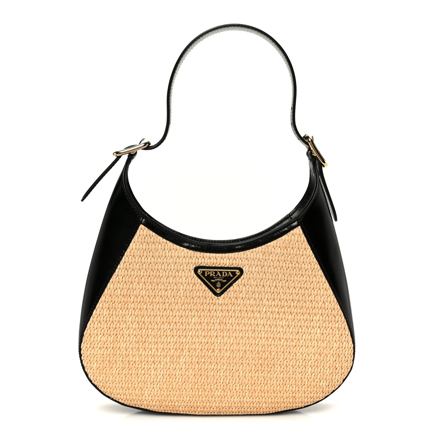 Paglia Spazzolato Shoulder Bag Naturale Black