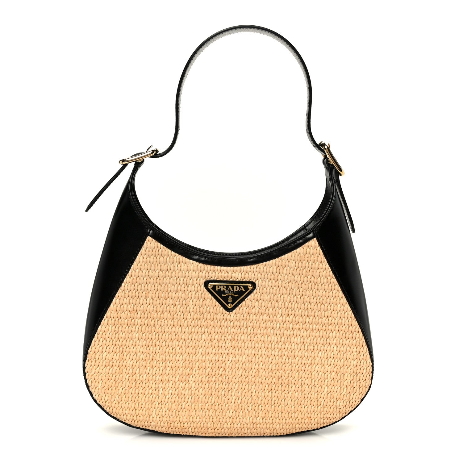 Prada Paglia Spazzolato Shoulder Bag Naturale Black 1 of 10