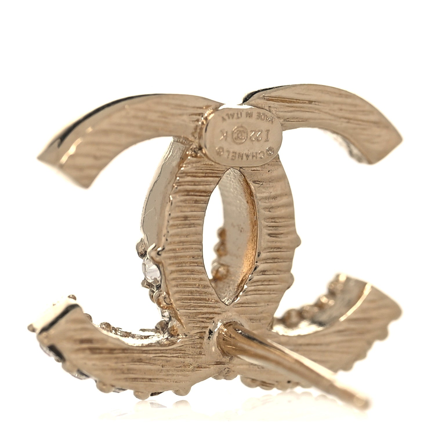 Chanel Crystal Metal CC Earrings Gold 4 of 6