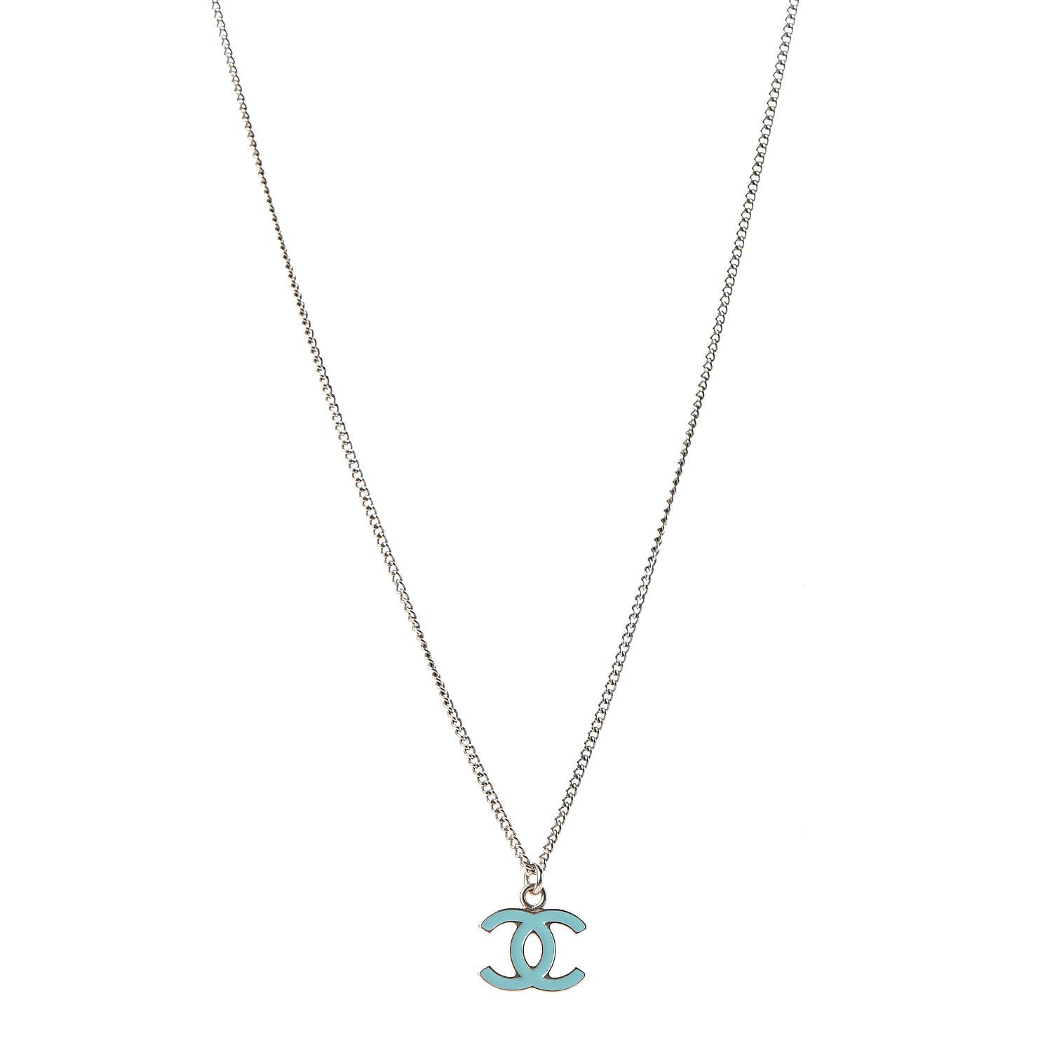 Chanel Enamel CC Necklace Blue Light Gold 1 of 5