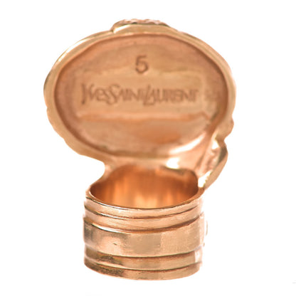 Saint Laurent Glass Cabochon Arty Ovale Ring 5 Gold Turquoise 3 of 5