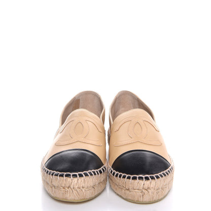 Chanel Lambskin CC Espadrilles 38 Beige Black 2 of 8