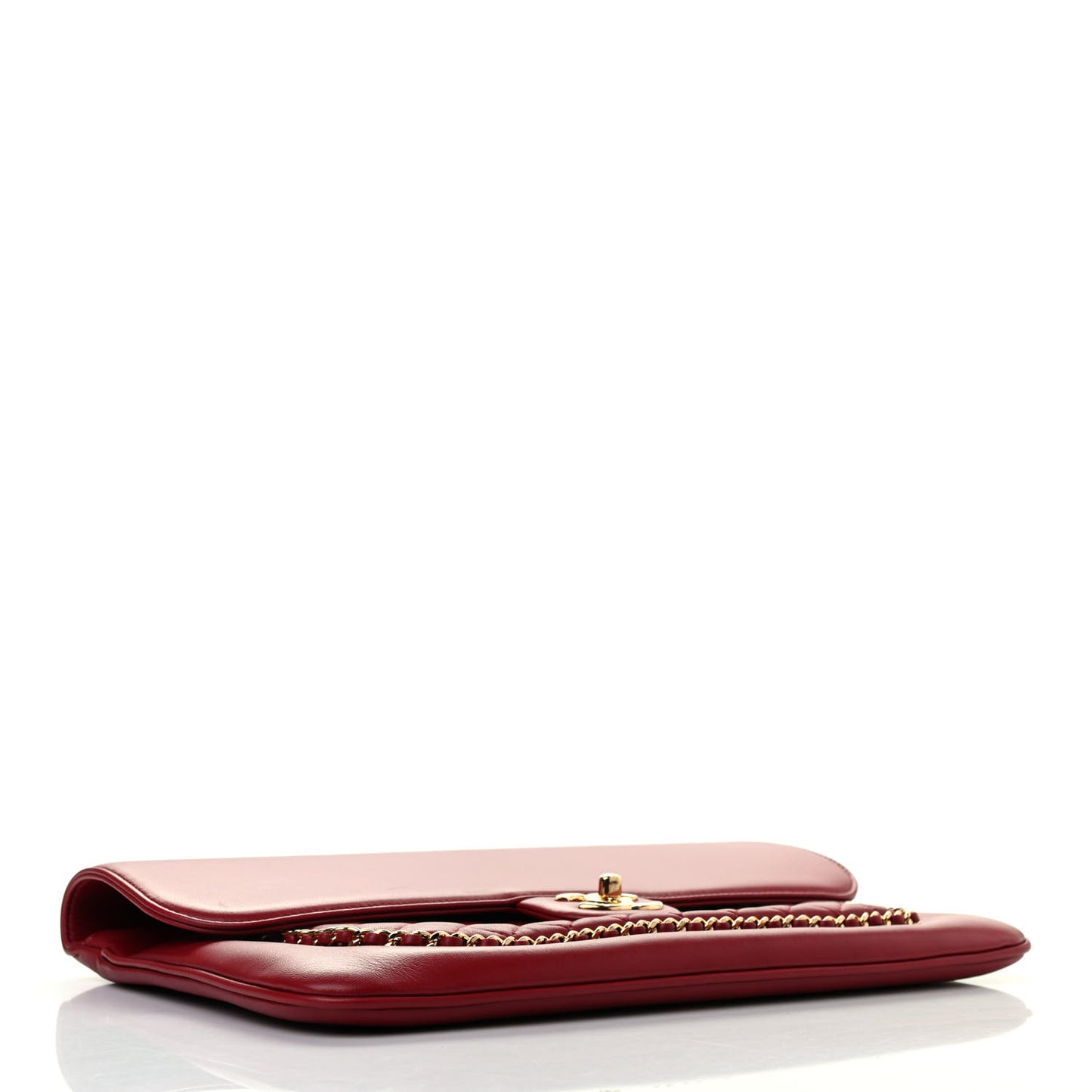 Lambskin Quilted CC Unchained Clutch Red