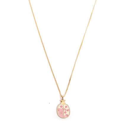 Chanel Enamel CC Ladybug Necklace Pink White Gold 1 of 5