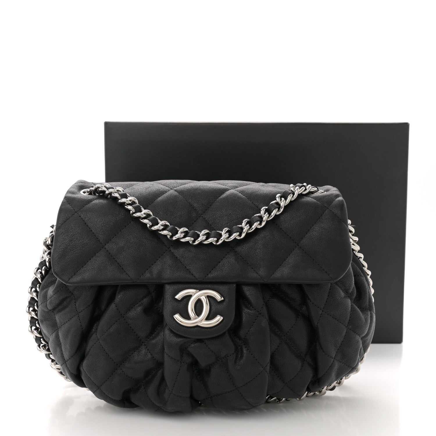 Chanel Washed Lambskin Quilted Mini Chain Around Flap Black 12 of 12
