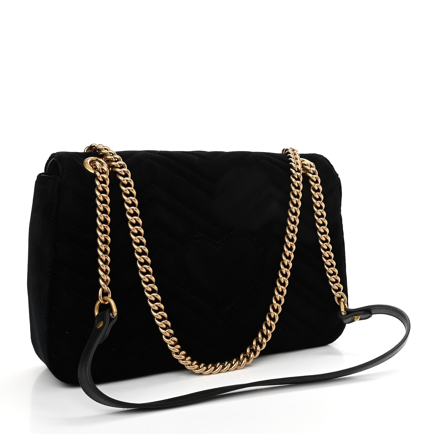 Gucci Velvet Matelasse Loved Embroidered Medium GG Marmont Shoulder Bag Black 3 of 11