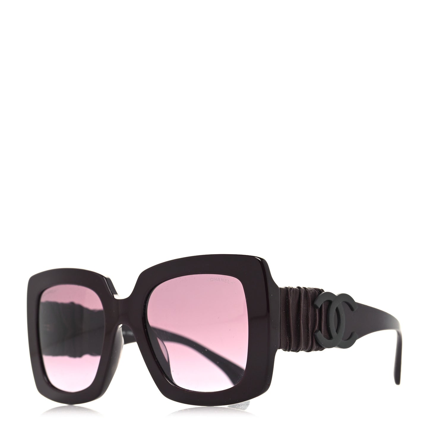 Acetate Calfskin Square Sunglasses 5474-Q-A Burgundy