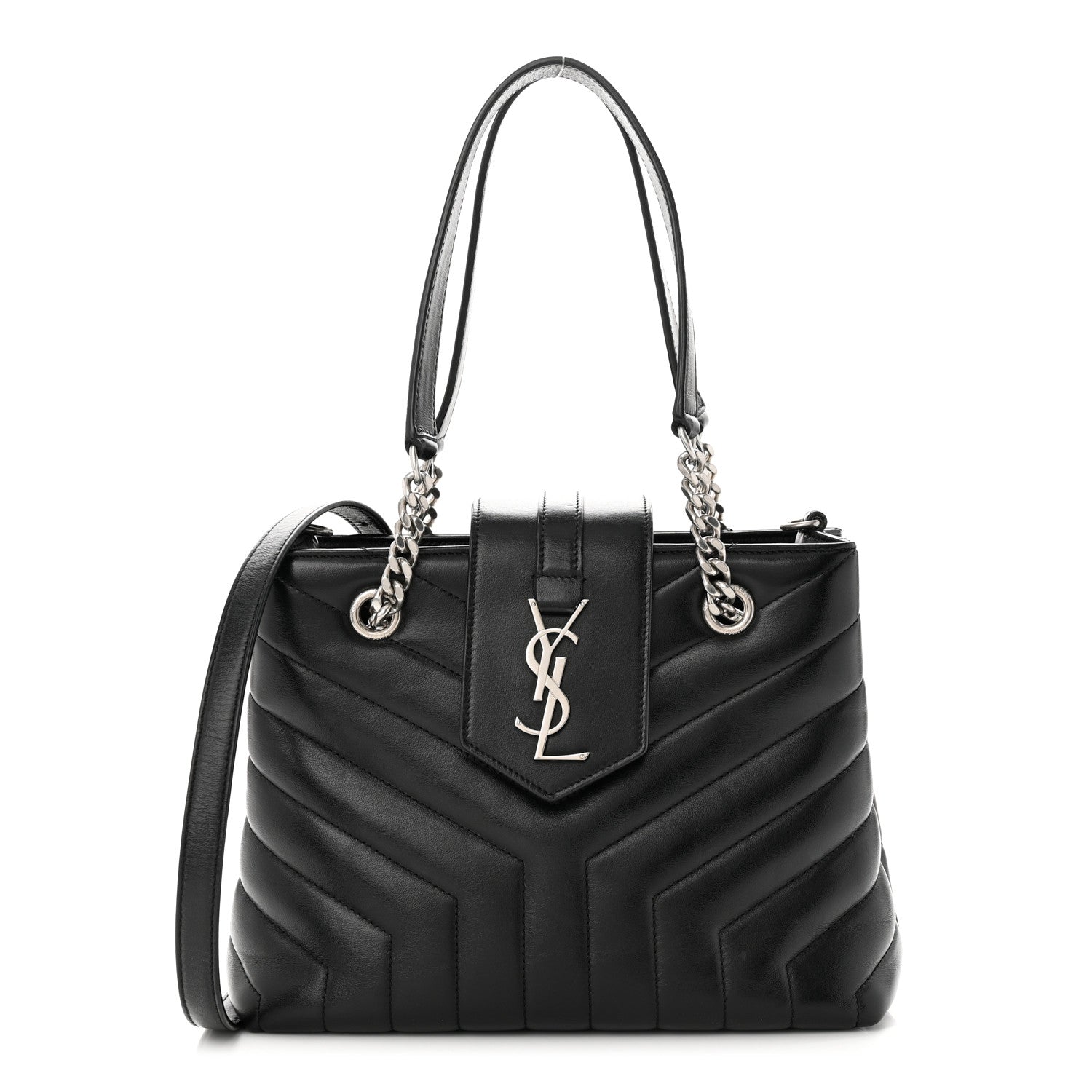 Saint Laurent Calfskin Y Quilted Monogram Small Loulou Shopper Black 1 of 13