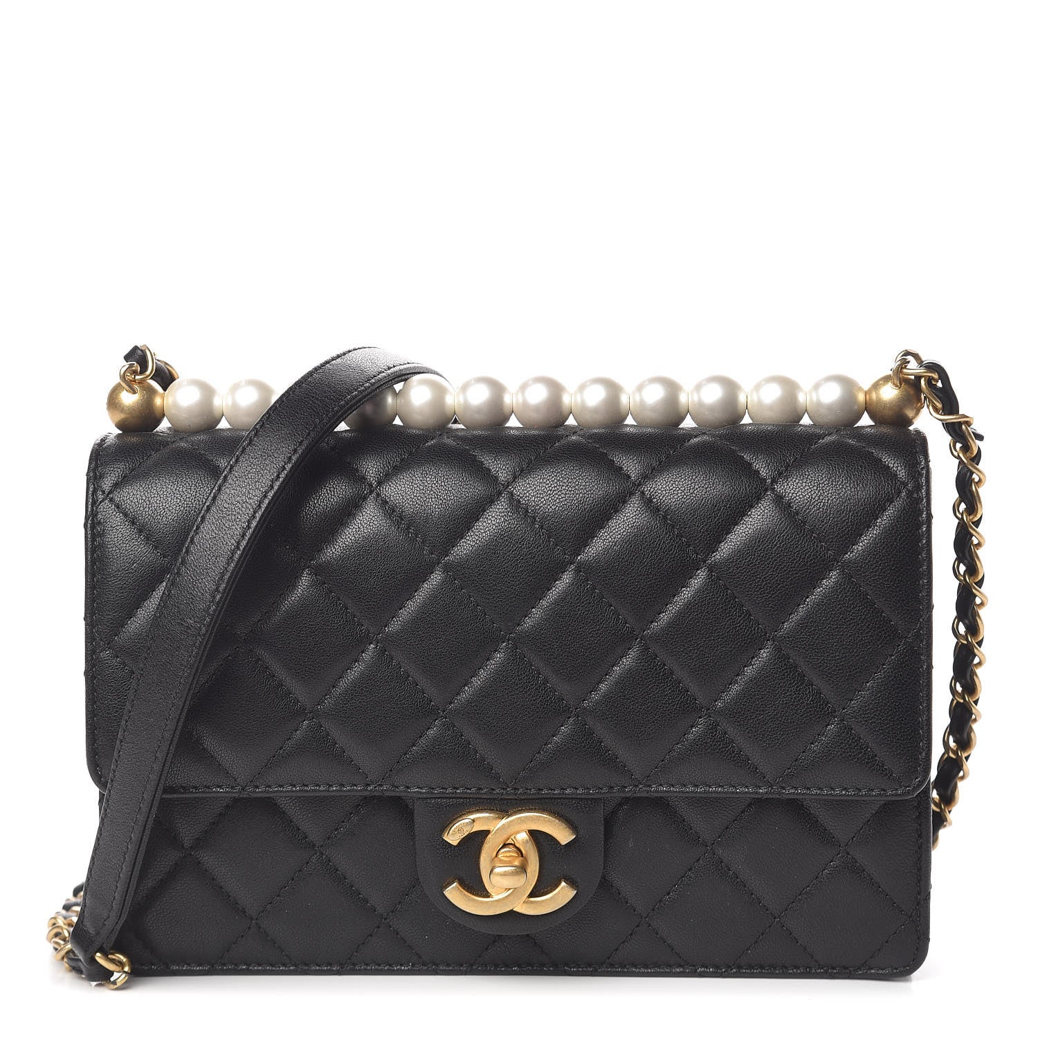 Chanel Lambskin Quilted Small Chic Pearls Flap Black 1 of 11