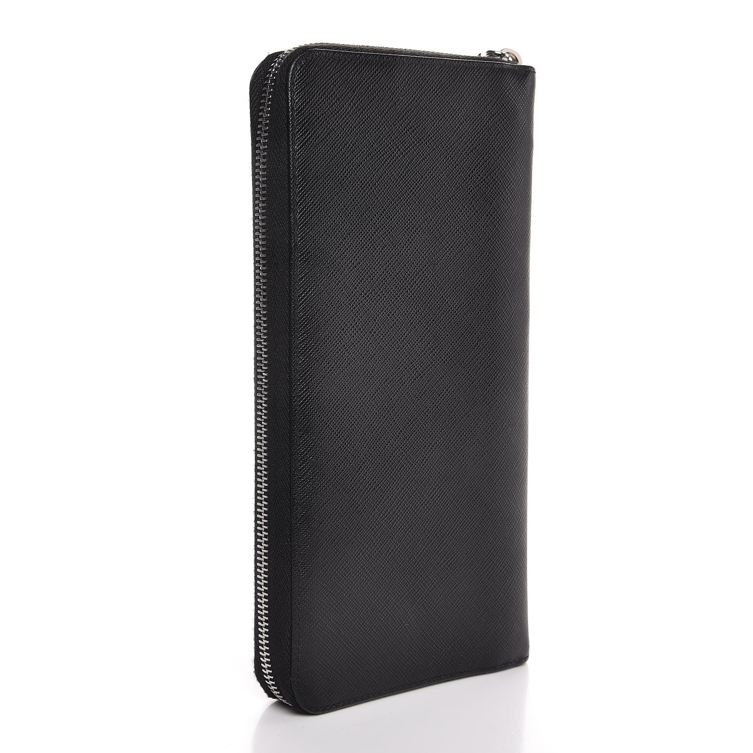 Prada Saffiano Zip Around Portfolio Wallet Black 3 of 7