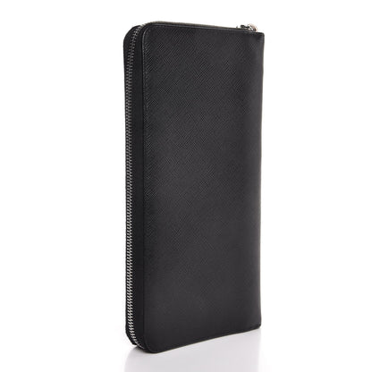 Prada Saffiano Zip Around Portfolio Wallet Black 3 of 7