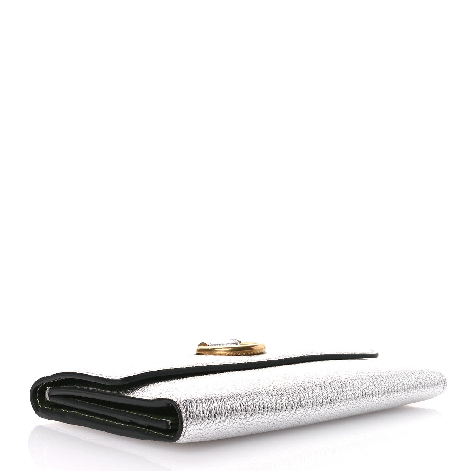 Burberry Goatskin D-Ring Continental Wallet Silver 4 of 7