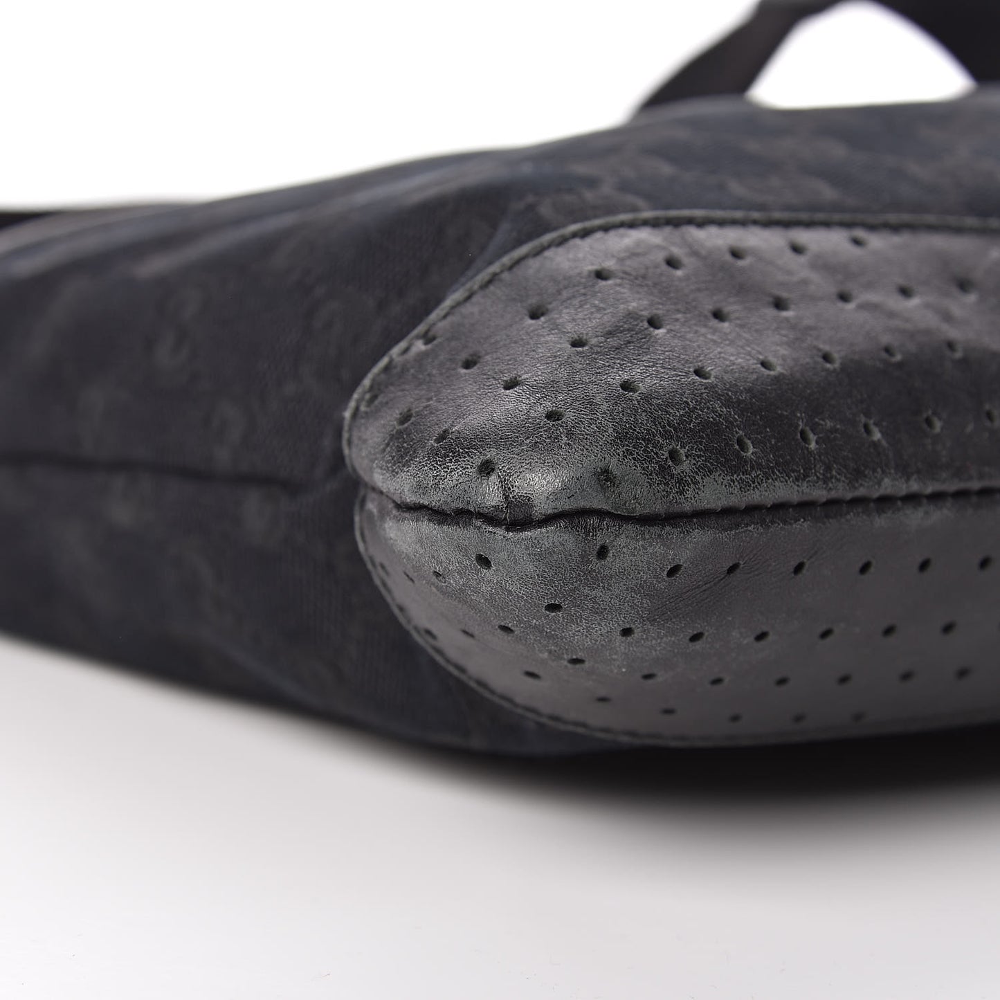Monogram Calfskin Perforated Medium Flat Messenger Bag Black