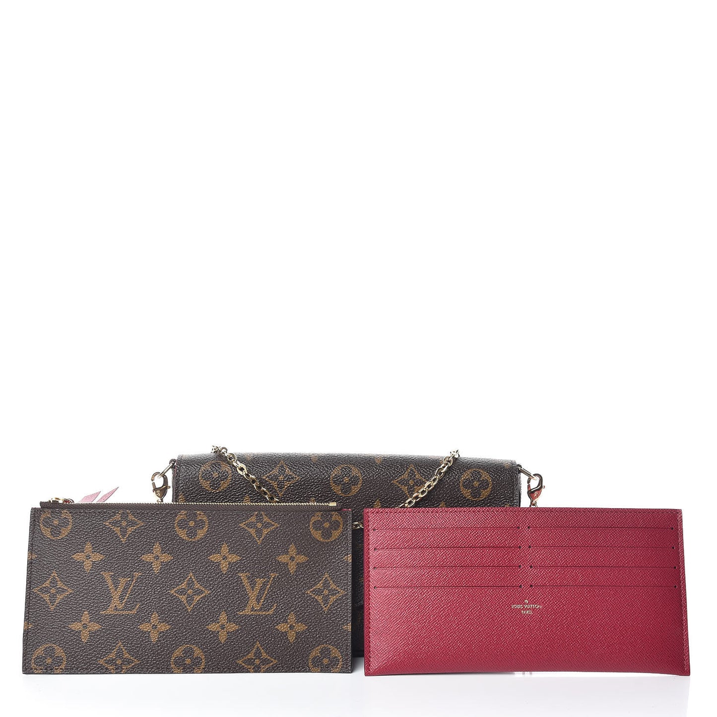 Monogram Pochette Felicie Chain Wallet Fuchsia