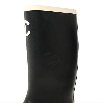 Chanel Caoutchouk CC High Boots 40 Black White 11 of 12