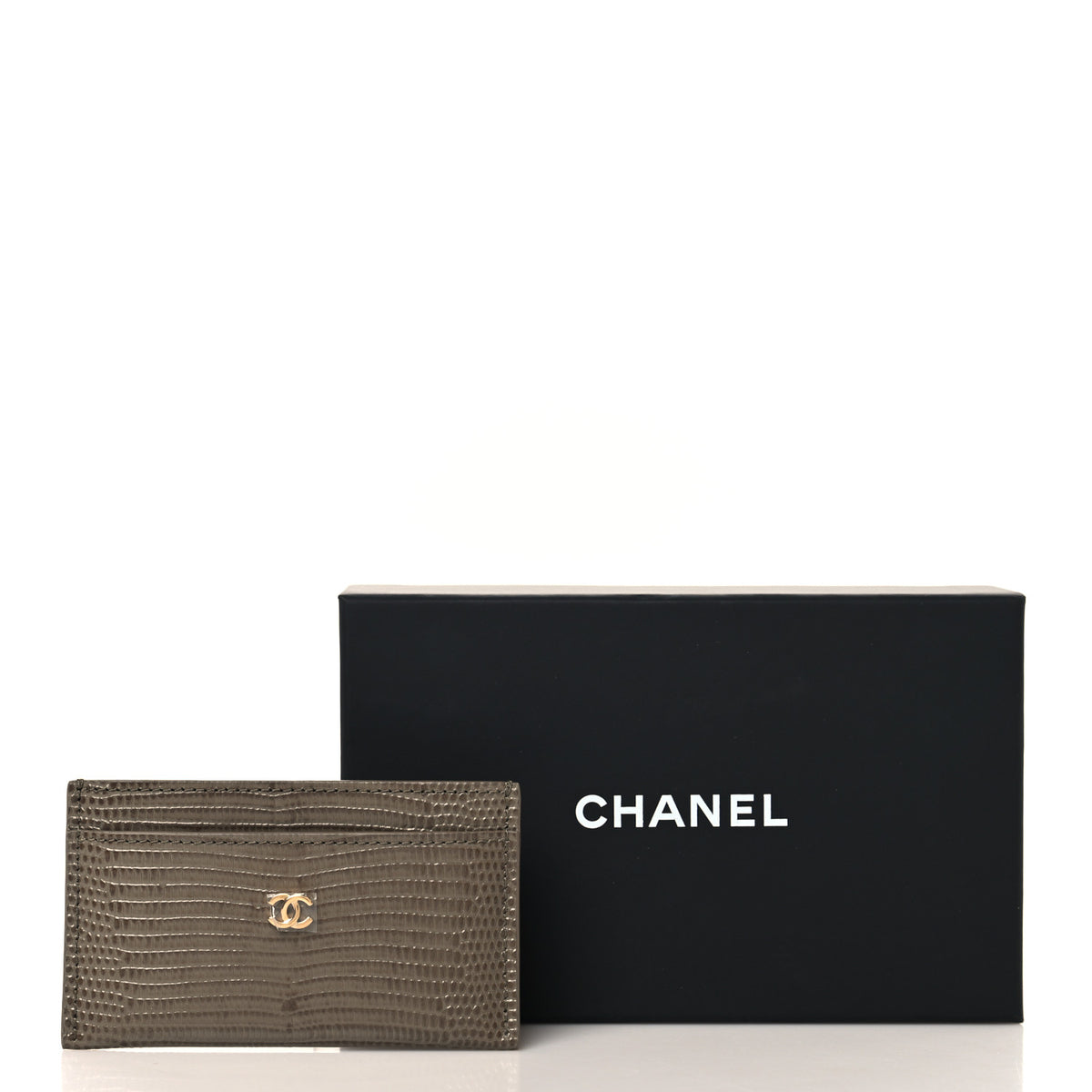 Chanel Calfskin Lizard Embossed Card Holder Dark Khaki 8 of 8