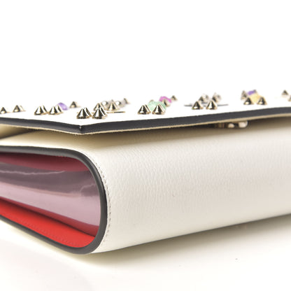 Christian Louboutin Grained Calfskin Spikes Loubinthesky Paloma Wallet On Chain White 5 of 8