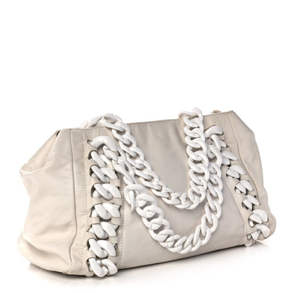 Chanel Calfskin Modern Chain Rhodoid East West Tote White 3 of 15