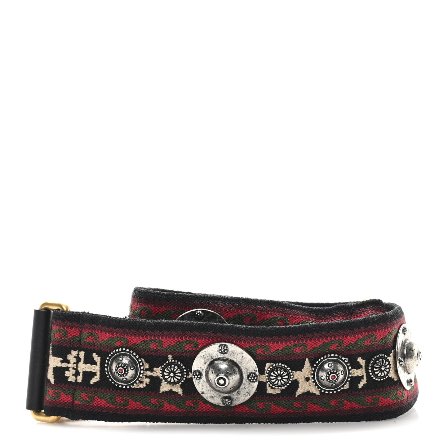 Canvas Embroidered Studded Bohemian Shoulder Strap Red