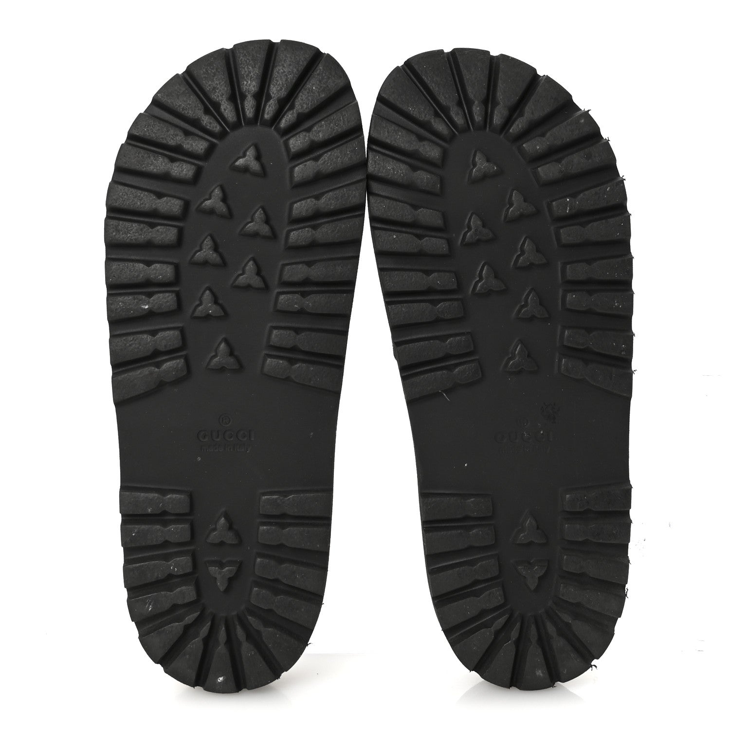 Gucci Rubber Web Mens Lug Sole Slide Sandals 7 Black Green Red 6 of 8