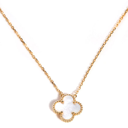 Van Cleef & Arpels 18K Yellow Gold Mother of Pearl Vintage Alhambra Pendant Necklace 1 of 6