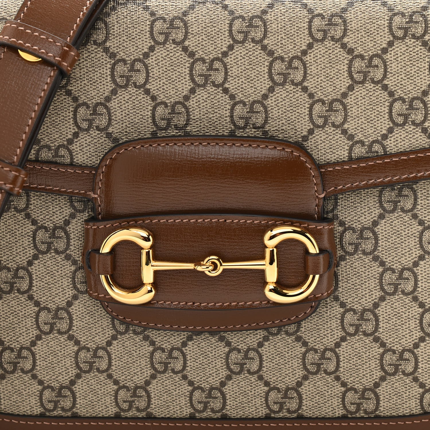 Gucci GG Supreme Monogram Horsebit 1955 Shoulder Bag Beige Brown Sugar 11 of 14