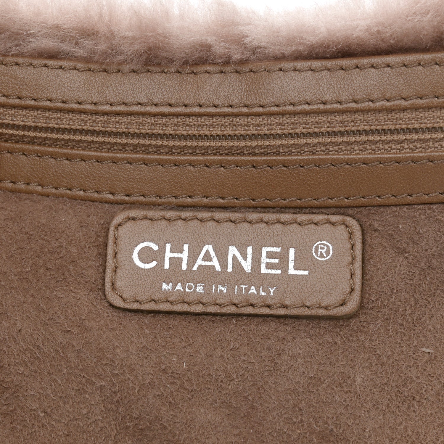 Chanel Shearling Suede Stiched CC Tote Dark Brown 7 of 13