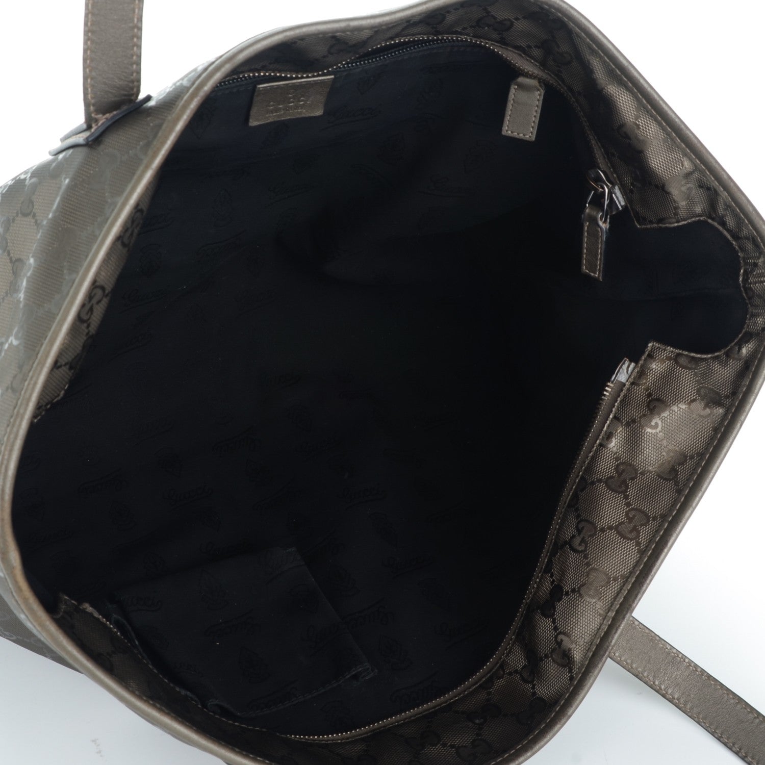 Gucci Imprime Monogram Medium Zippered Shopping Tote Pewter 7 of 13