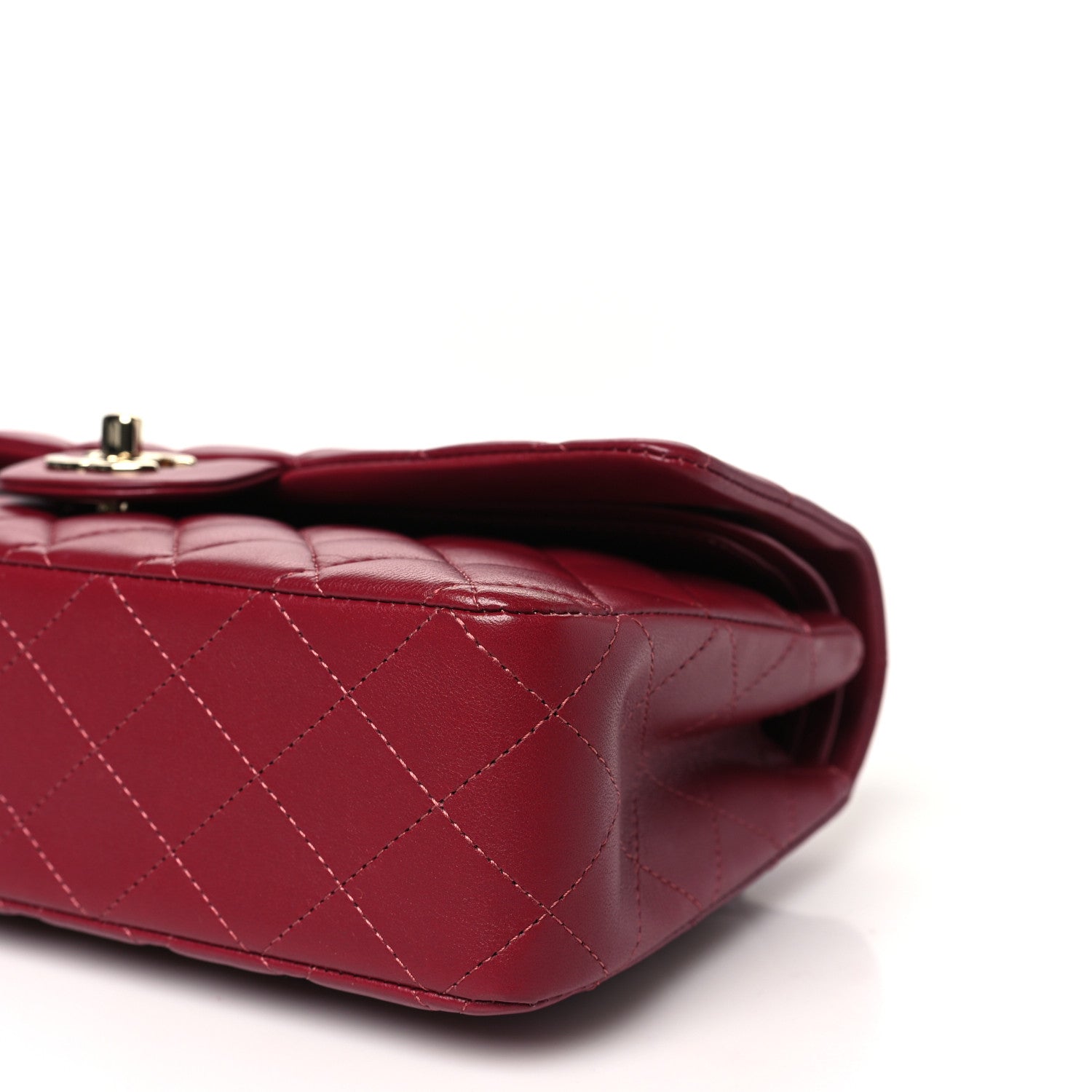 Chanel Lambskin Quilted Medium Double Flap Burgundy 10 of 11