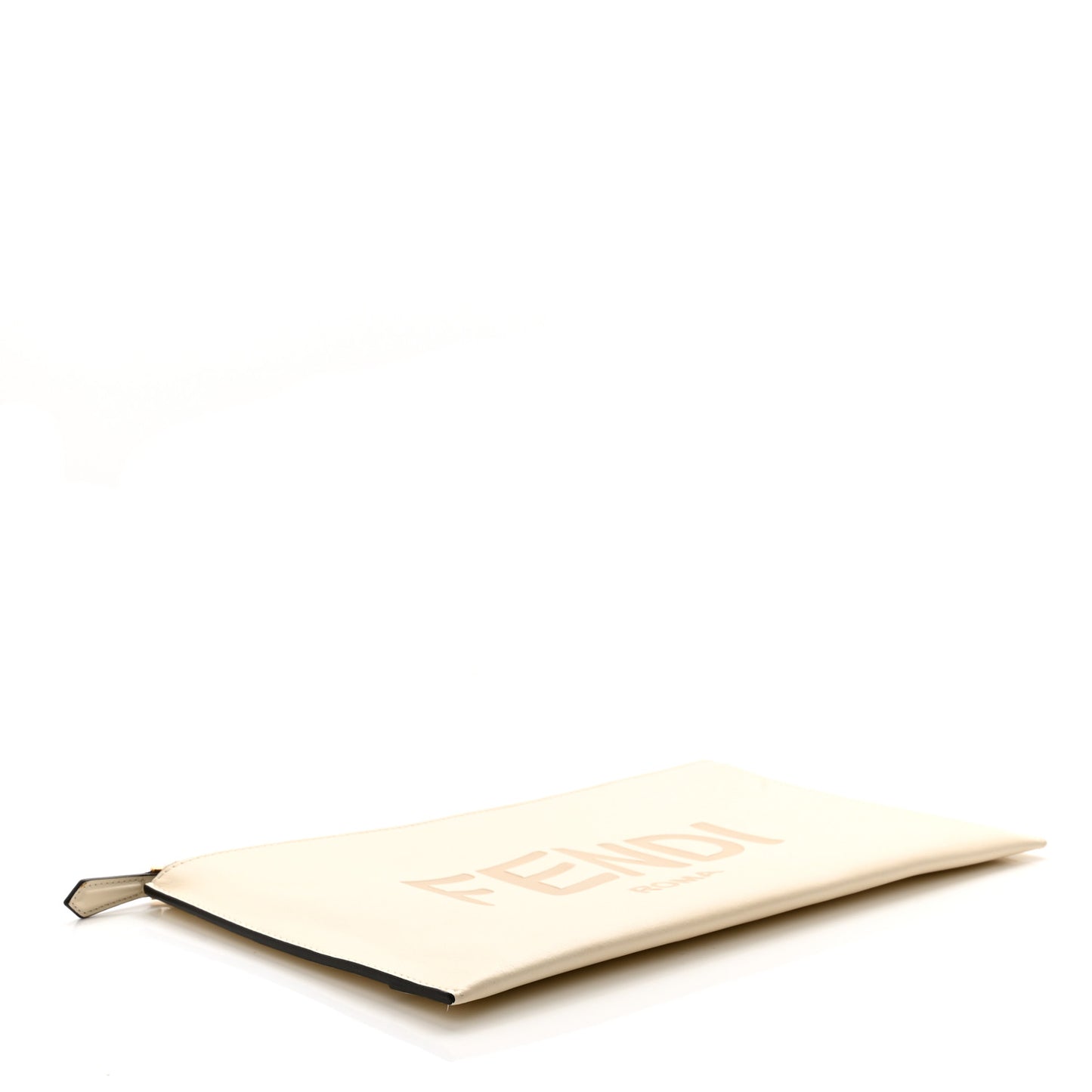 Vitello King Logo Embossed Medium Flat Pouch White Ice