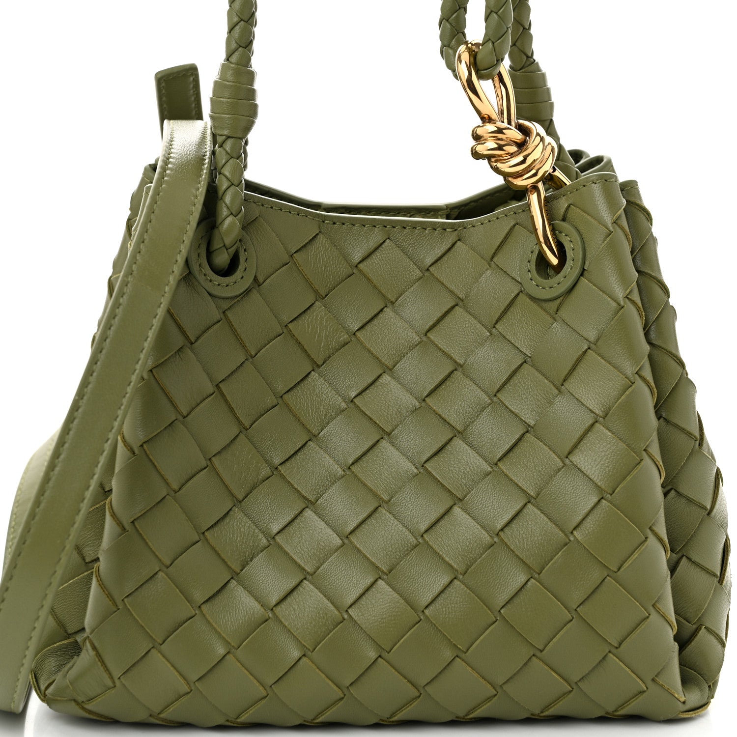 Bottega Veneta Nappa Intrecciato Small Parachute Shoulder Matcha