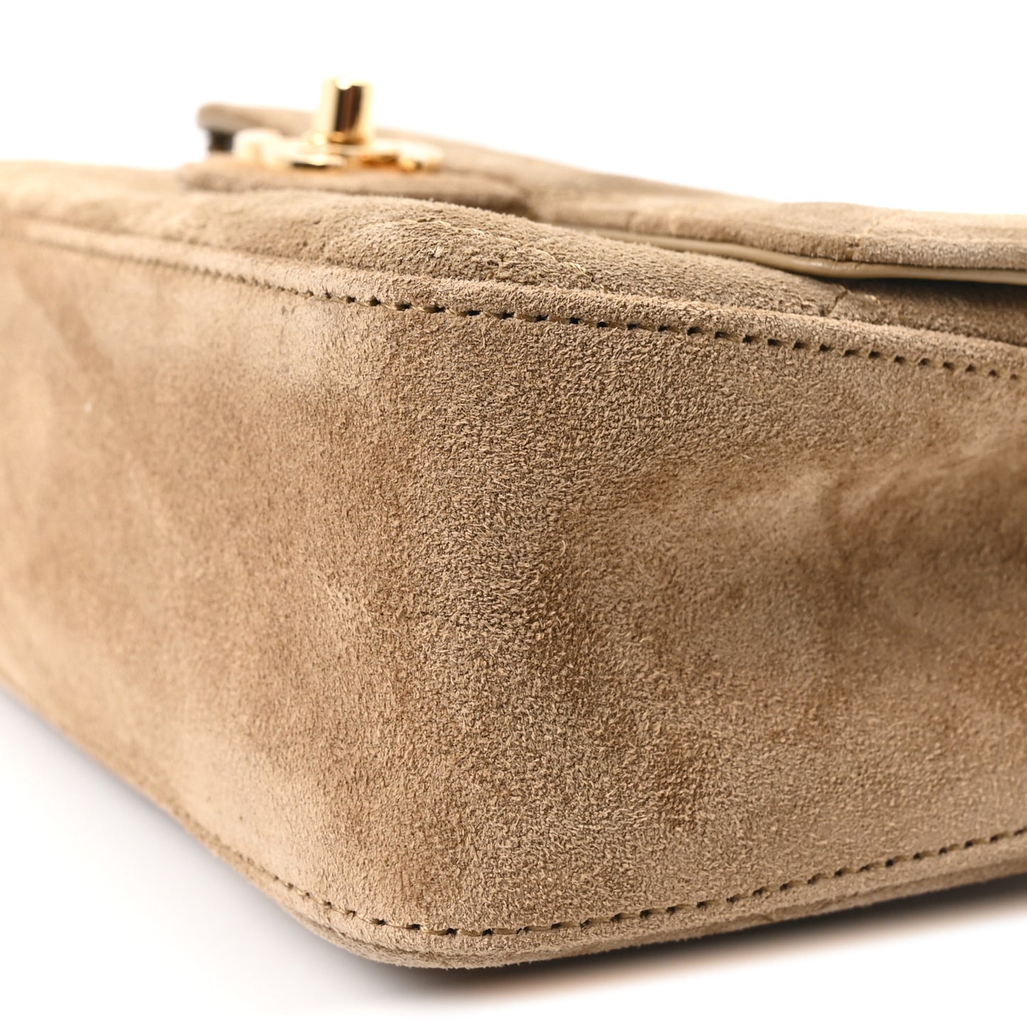 Suede Calfskin Mini Souplissimo Flap Dark Beige
